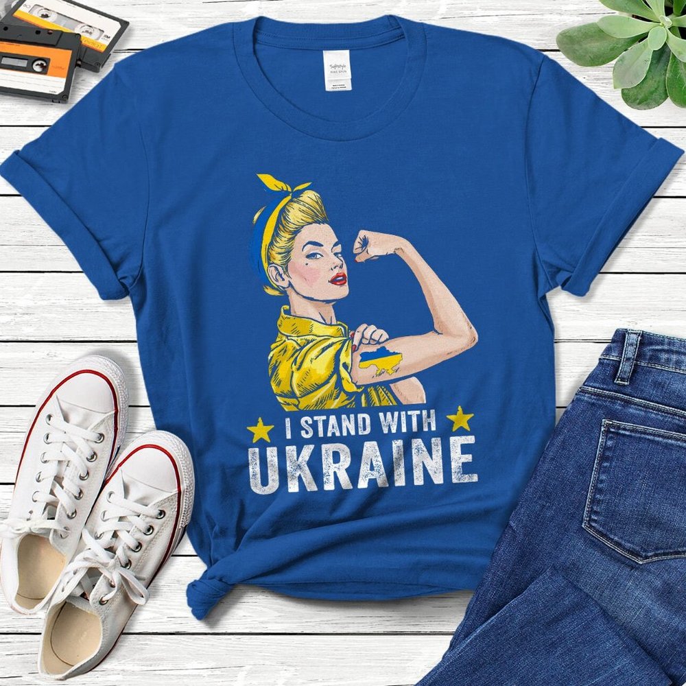 I Stand With Ukraine T-Shirt For Women Or Men, Vintage Rosie Women Save Ukraine